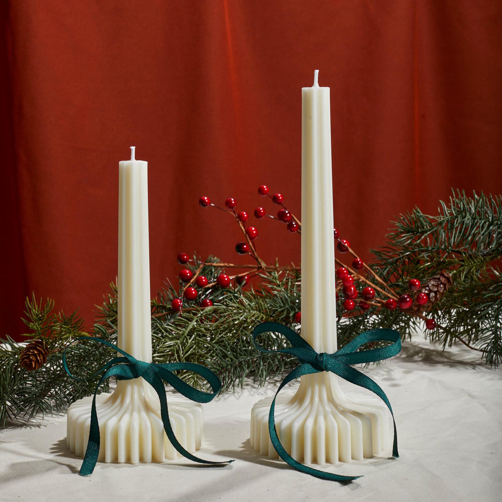 Ribbed Taper Candles, Set of 2