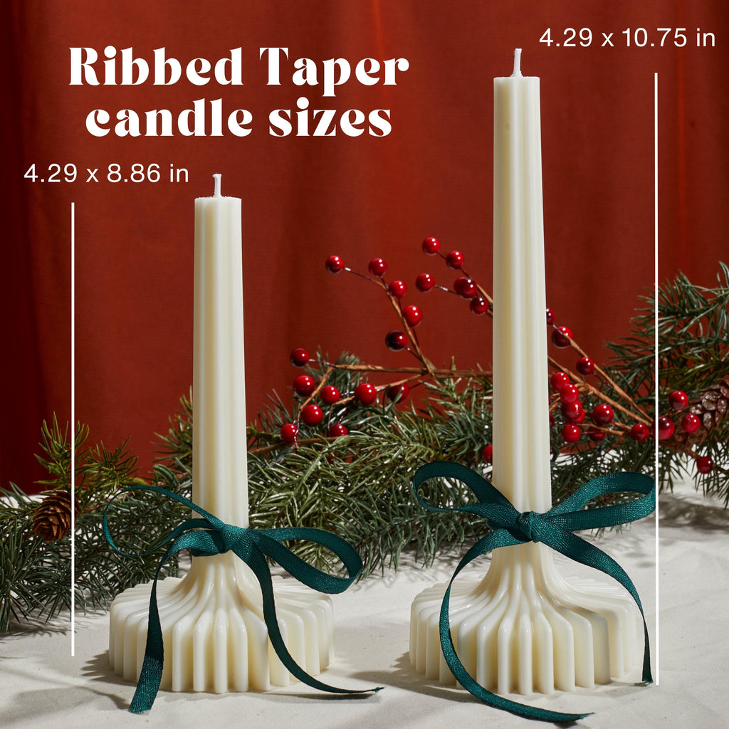 Ribbed Taper Candles, Set of 2