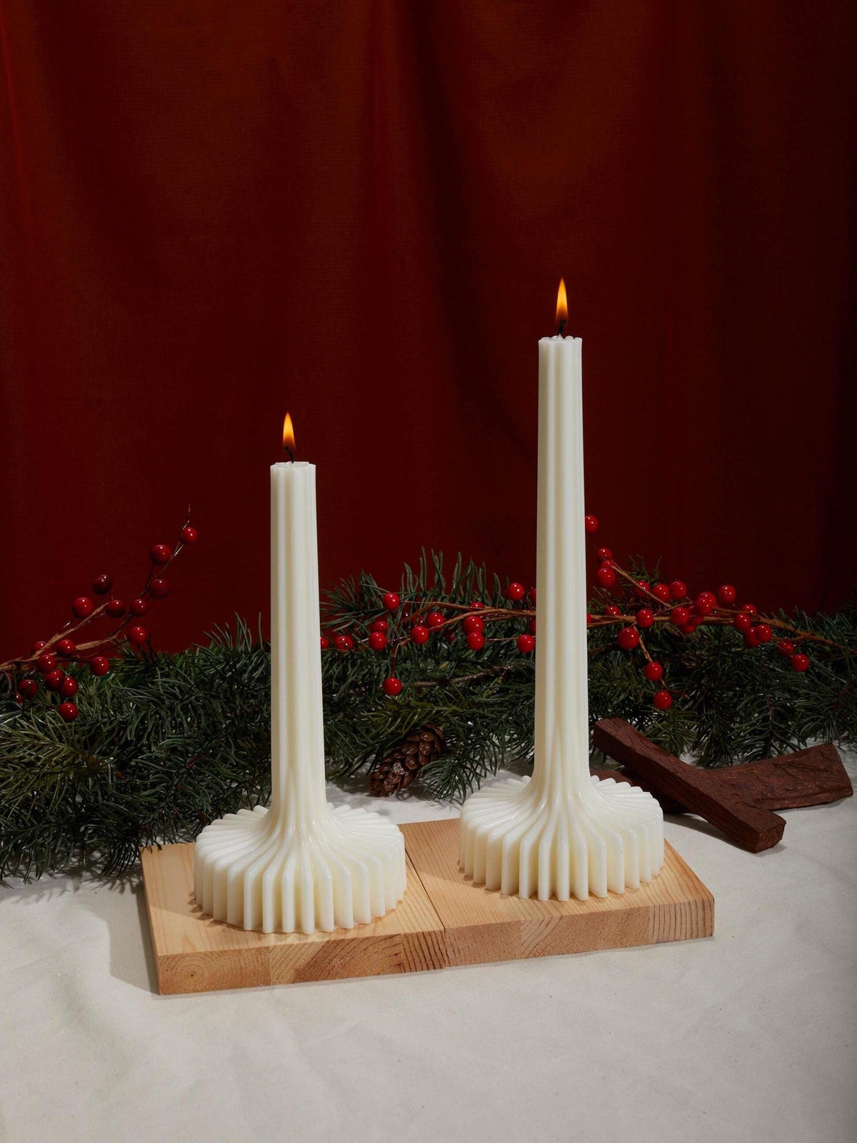 Ribbed Taper Candles, Set of 2