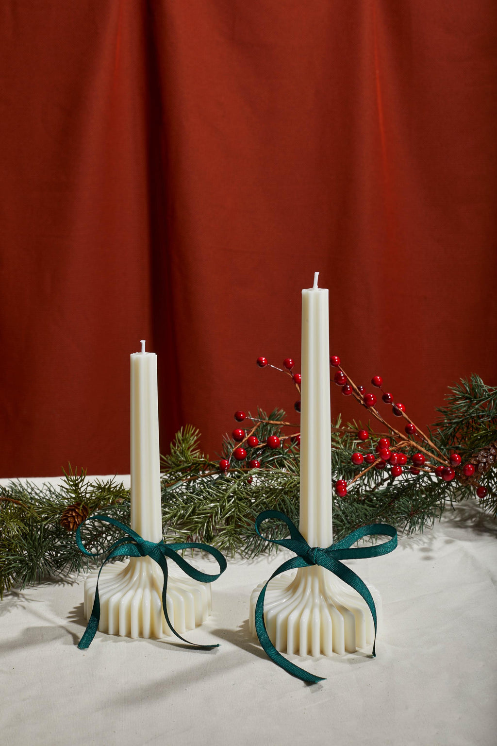 Ribbed Taper Candles, Set of 2