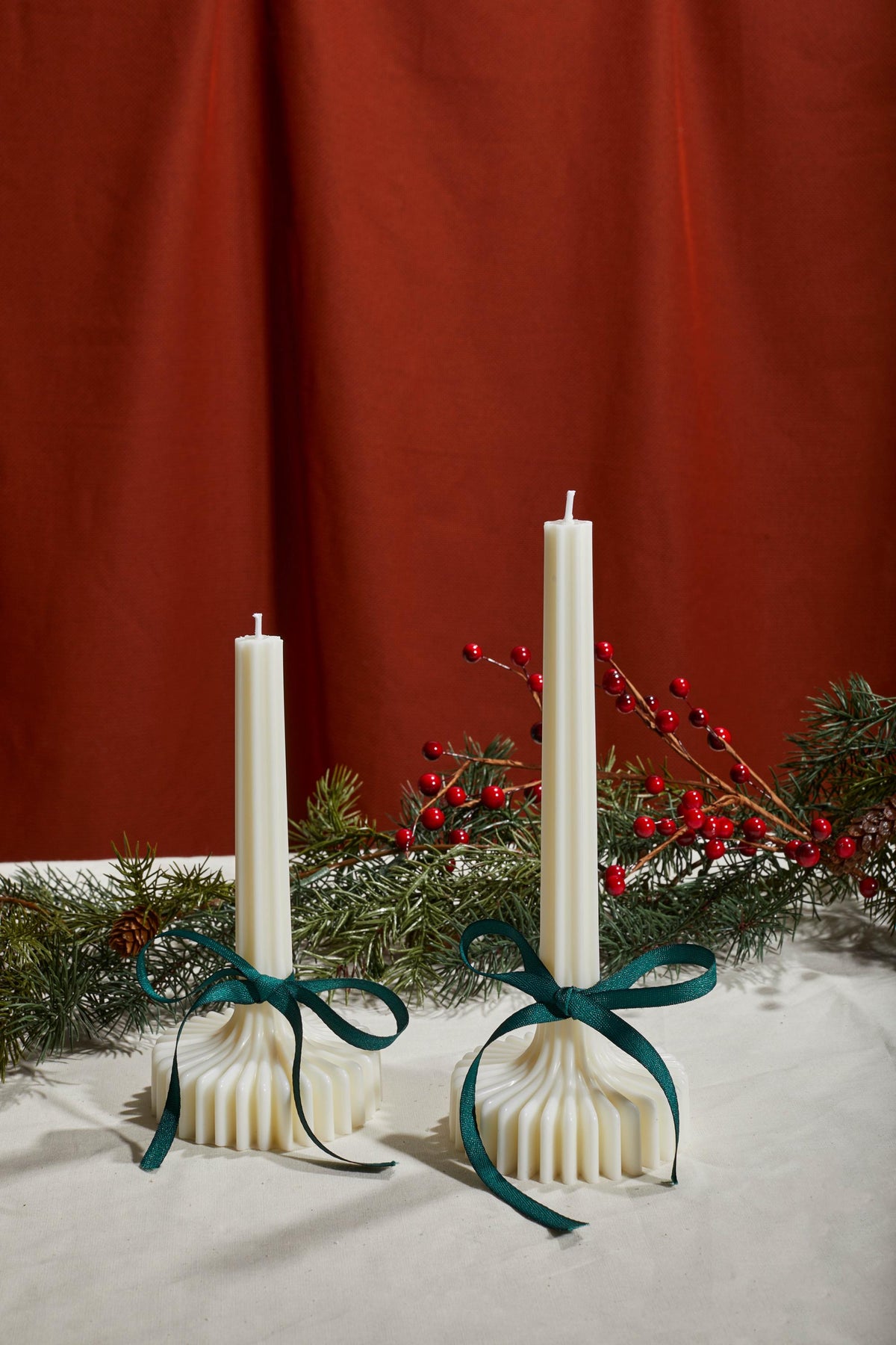 Ribbed Taper Candles, Set of 2